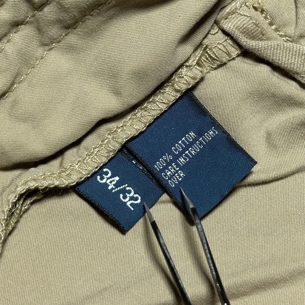 Polo Ralph Lauren Cargo Pants Men 34x32 Roll Up Leg Outdoors Hiking Tan Khaki